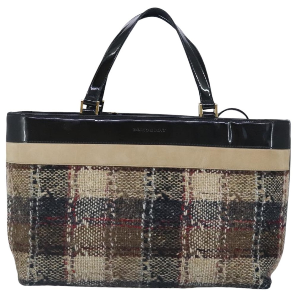 BURBERRY Hand Bag Wool Beige Gold Auth bs19268 - Picture 2 of 16